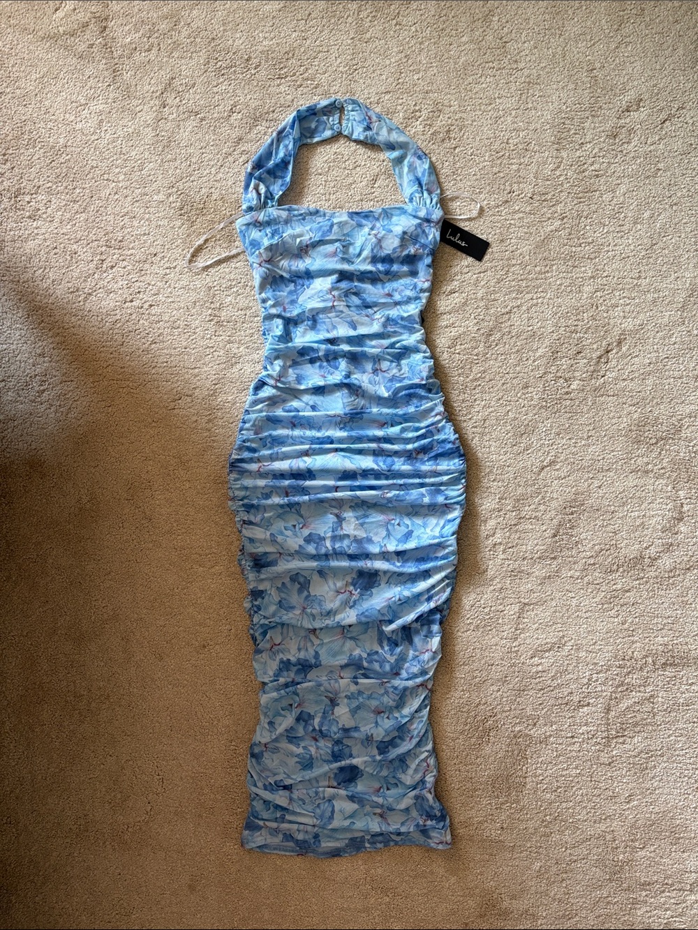 Lulus Janessa Light Blue Floral Mesh Bodycon Midi